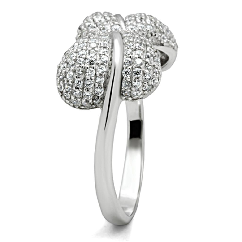 TS050 - Rhodium 925 Sterling Silver Ring with AAA Grade CZ  in Clear LuxuryLifeWay Online Store