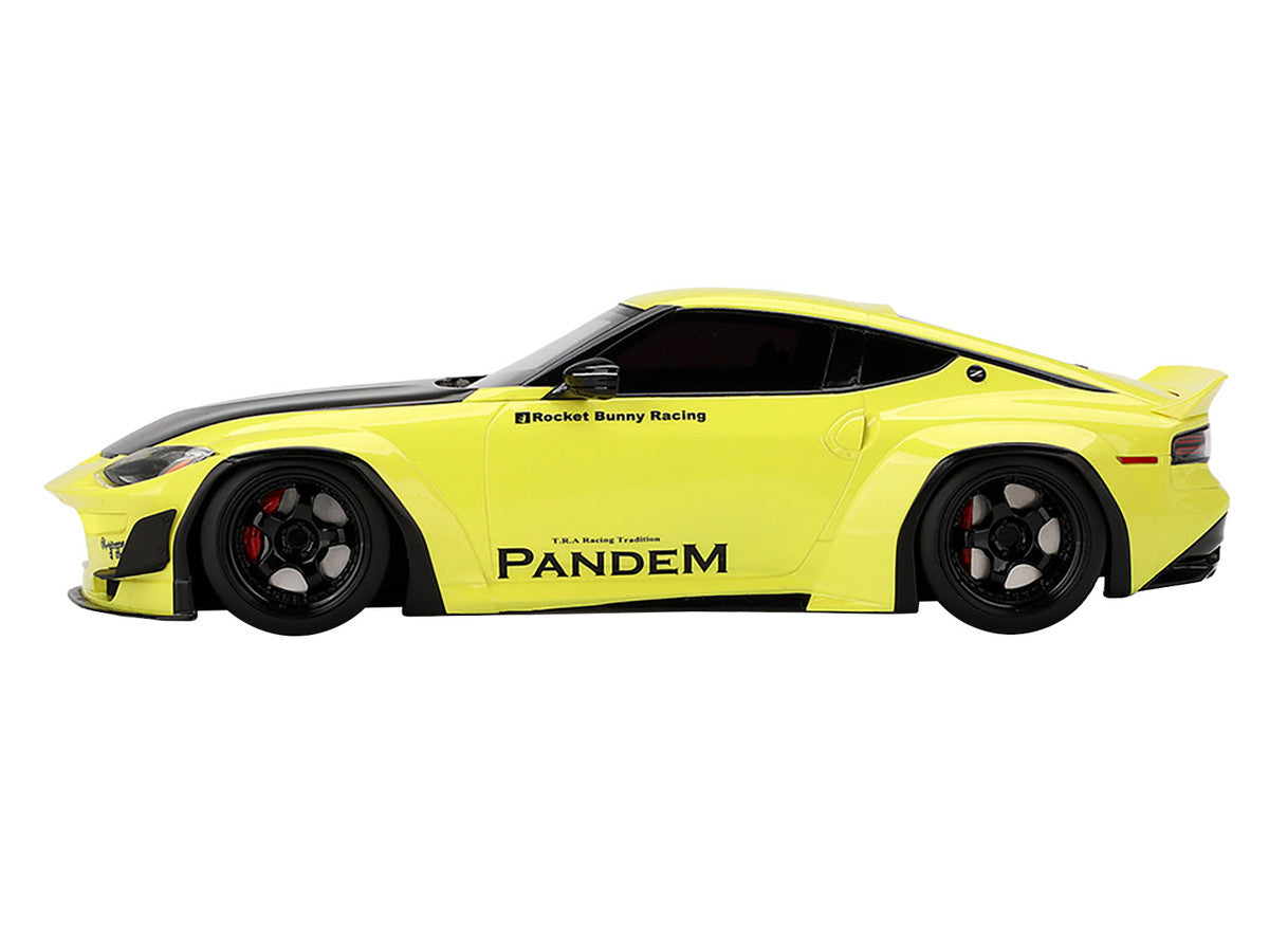 Nissan Z (RZ34) "Pandem" Ikazuchi Yellow with Matt Black Hood 1/18 Model Car by Top Speed LuxuryLifeWay Online Store