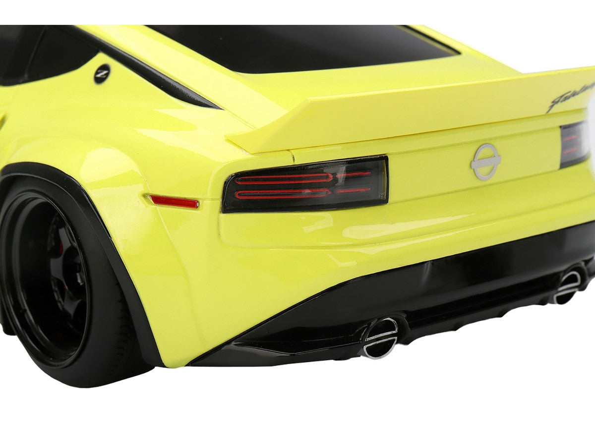 Nissan Z (RZ34) "Pandem" Ikazuchi Yellow with Matt Black Hood 1/18 Model Car by Top Speed LuxuryLifeWay Online Store
