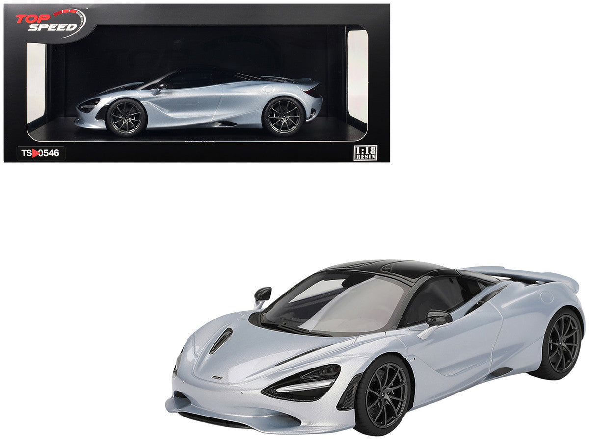 McLaren 750S Ice Silver Metallic with Black Top 1/18 Model Car by Top Speed LuxuryLifeWay Online Store