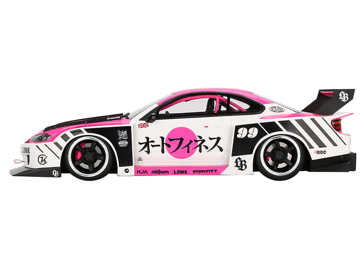 Nissan "LB-Super Silhouette" S15 SILVIA RHD (Right Hand Drive) #99 "Auto Finesse - SEMA 2023" White and Pink 1/18 Model Car by Top Speed LuxuryLifeWay Online Store