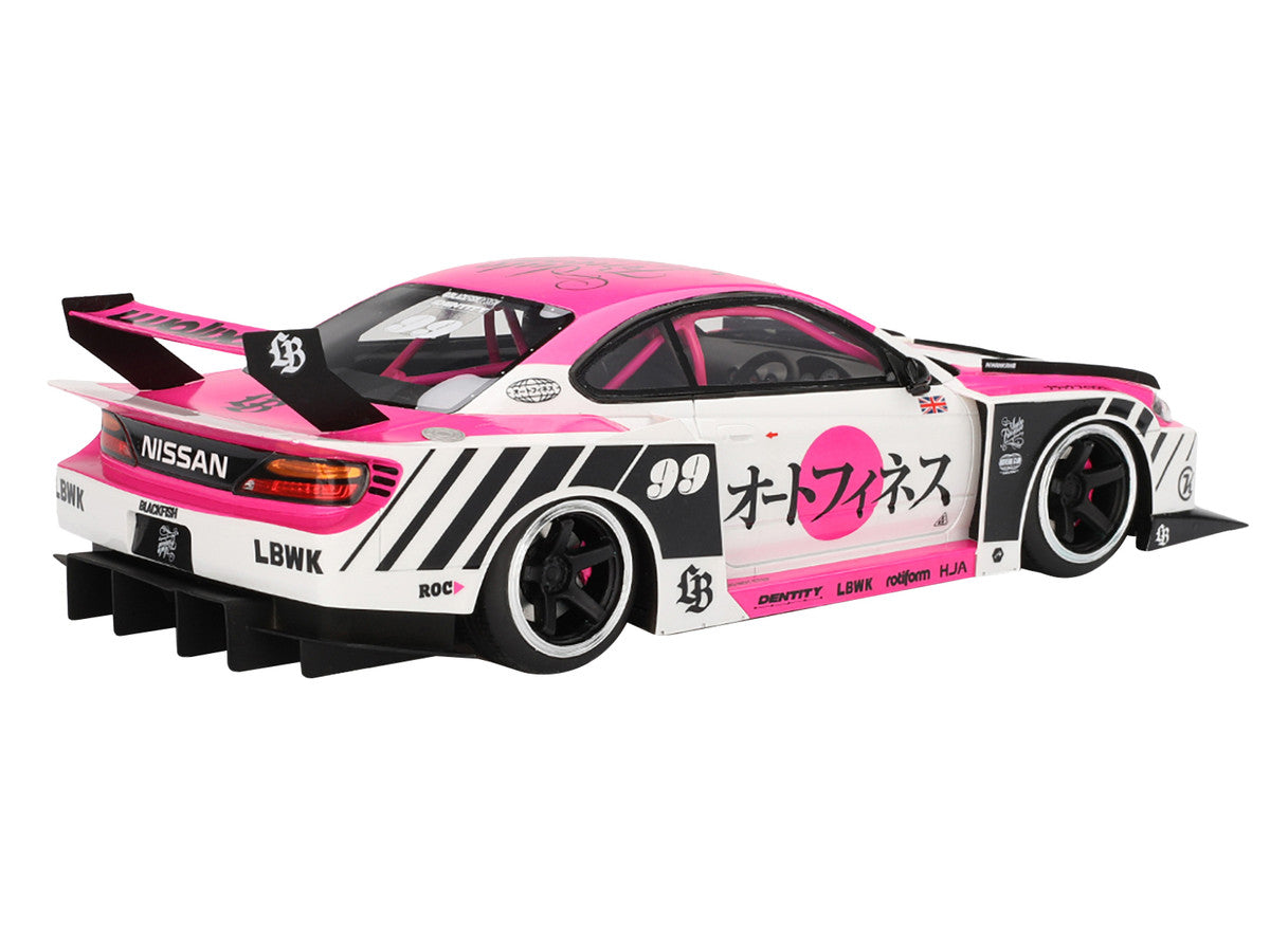 Nissan "LB-Super Silhouette" S15 SILVIA RHD (Right Hand Drive) #99 "Auto Finesse - SEMA 2023" White and Pink 1/18 Model Car by Top Speed LuxuryLifeWay Online Store