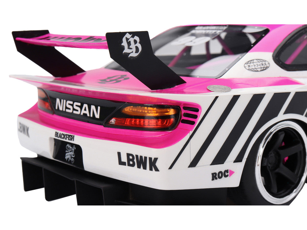 Nissan "LB-Super Silhouette" S15 SILVIA RHD (Right Hand Drive) #99 "Auto Finesse - SEMA 2023" White and Pink 1/18 Model Car by Top Speed LuxuryLifeWay Online Store