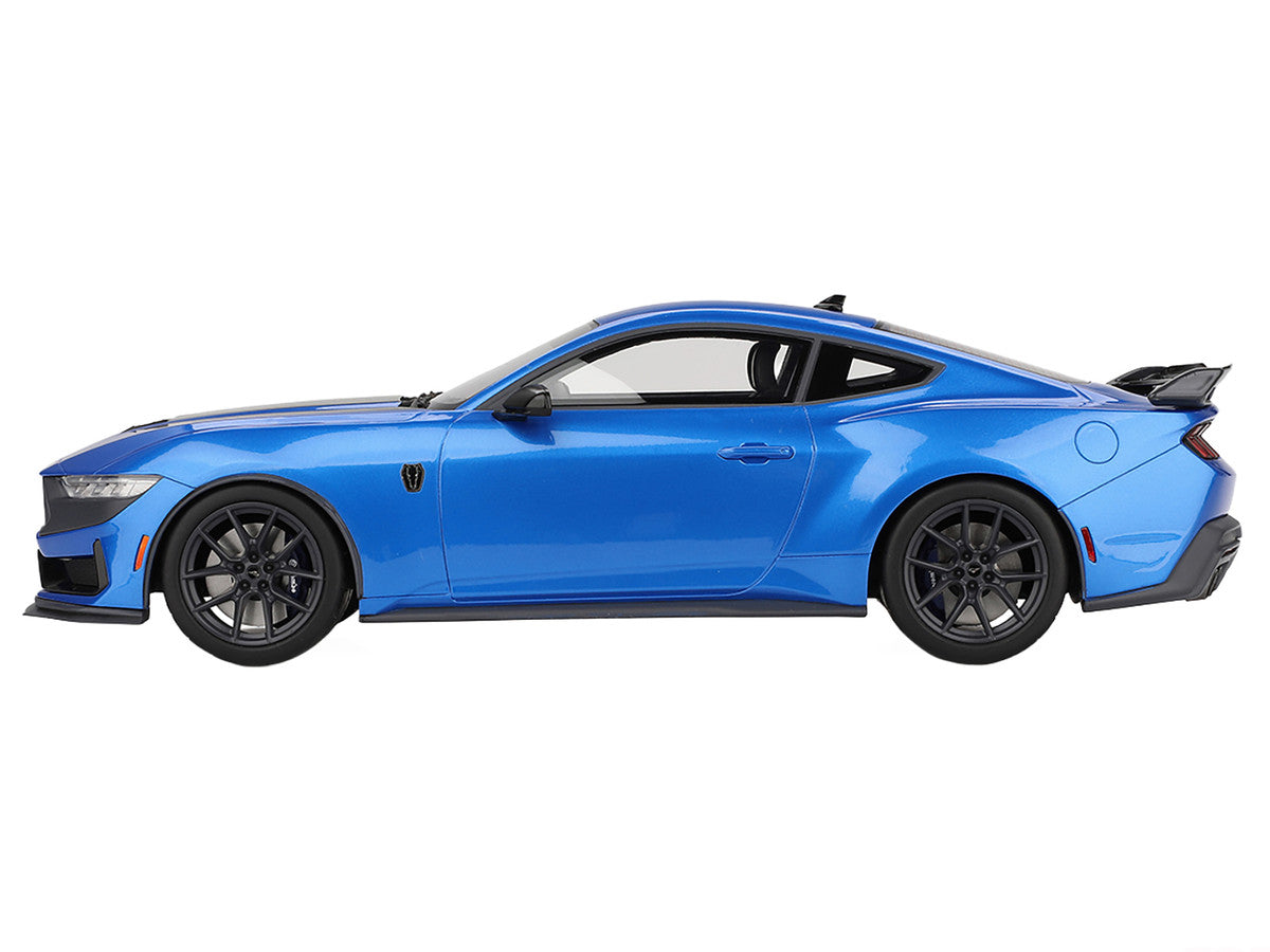 2024 Ford Mustang Dark Horse Grabber Blue Metallic with Black Hood Stripes 1/18 Model Car by Top Speed LuxuryLifeWay Online Store