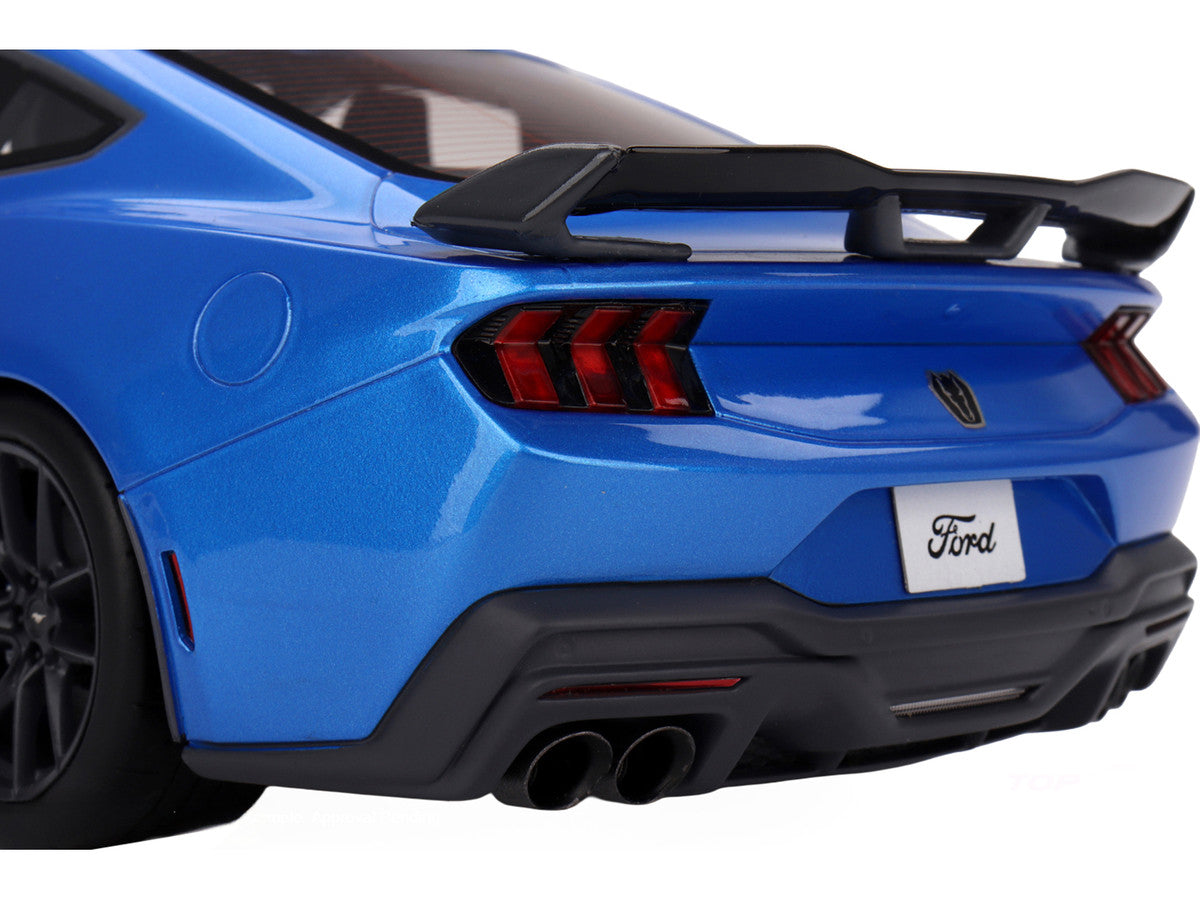 2024 Ford Mustang Dark Horse Grabber Blue Metallic with Black Hood Stripes 1/18 Model Car by Top Speed LuxuryLifeWay Online Store