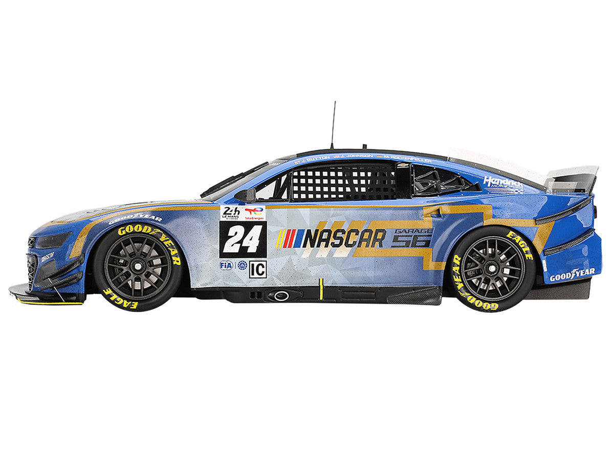 Chevrolet Camaro ZL1 #24 Jenson Button - Jimmie Johnson - Mike Rockenfeller (Post-Race Weathered Version) "Hendrick Motorsports - NASCAR Next Gen Garage 56" Innovative "24 Hours of Le Mans" (2023) 1/18 Model Car by Top Speed LuxuryLifeWay Online Store