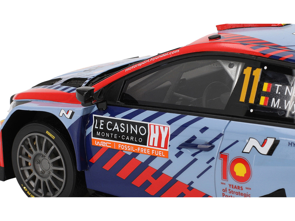 Hyundai i20 N Rally1 Hybrid #11 Thierry Neuville - Martijn Wydaeghe "Hyundai Shell Mobis WRT"  Winner WRC "Monte Carlo Rally" (2024) 1/18 Model Car by Top Speed LuxuryLifeWay Online Store