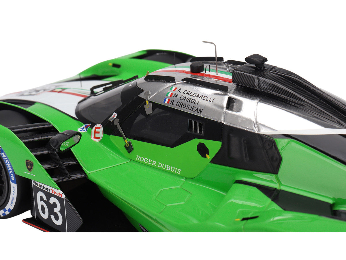 Lamborghini SC63 #63 Matteo Cairoli - Andrea Caldarelli - Romain Grosjean "Iron Lynx" IMSA "12 Hours of Sebring" (2024) 1/18 Model Car by Top Speed LuxuryLifeWay Online Store