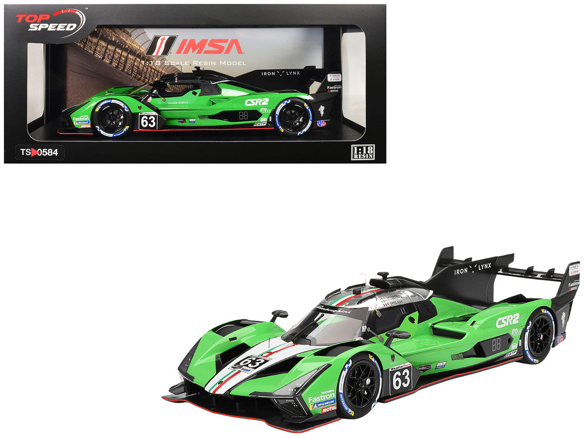 Lamborghini SC63 #63 Matteo Cairoli - Andrea Caldarelli - Romain Grosjean "Iron Lynx" IMSA "12 Hours of Sebring" (2024) 1/18 Model Car by Top Speed LuxuryLifeWay Online Store
