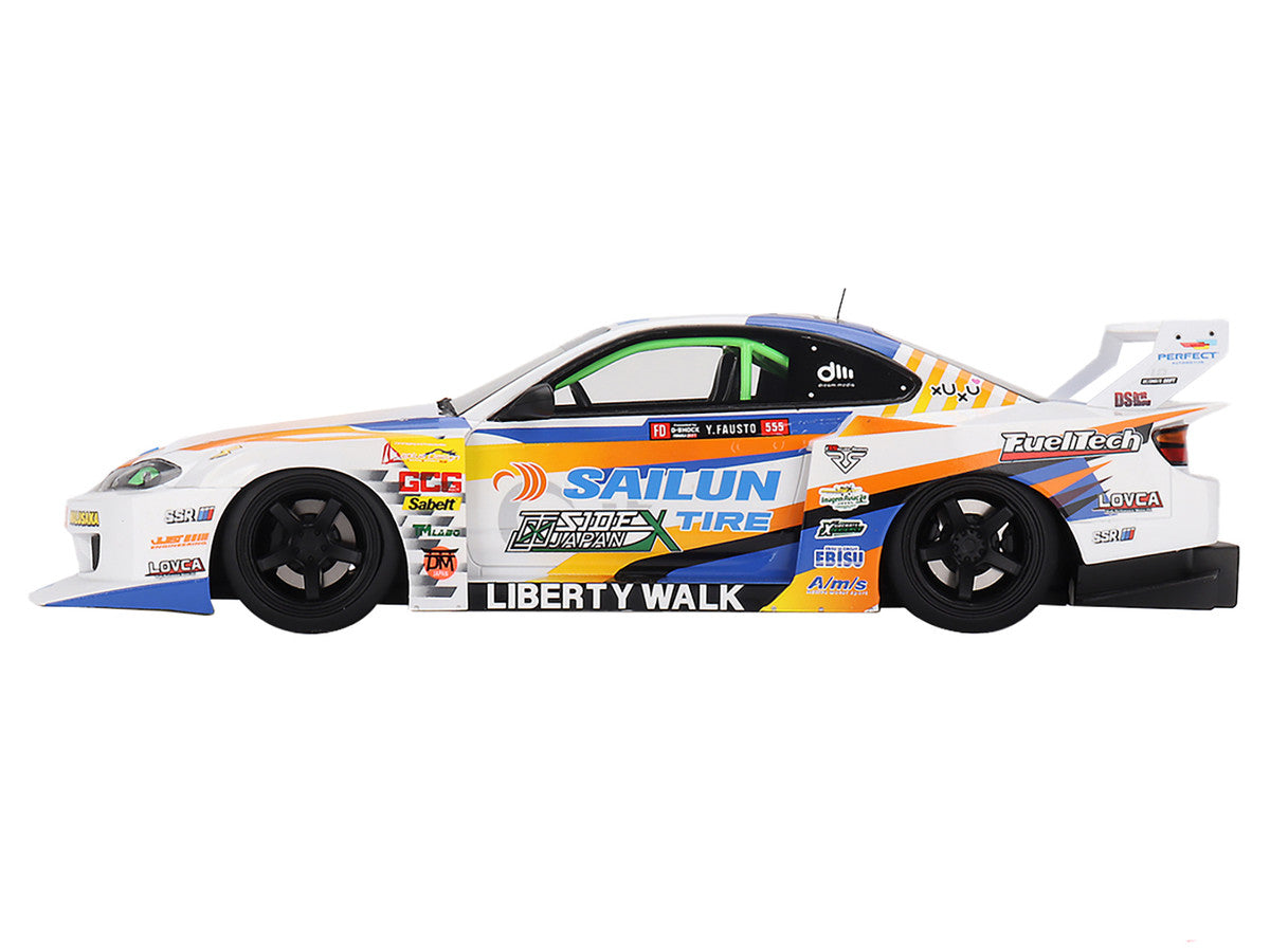 Nissan LB-Super Silhouette S15 SILVIA #555 Yukio Fausto "Formula Drift Japan" (2023) 1/18 Model Car by Top Speed LuxuryLifeWay Online Store