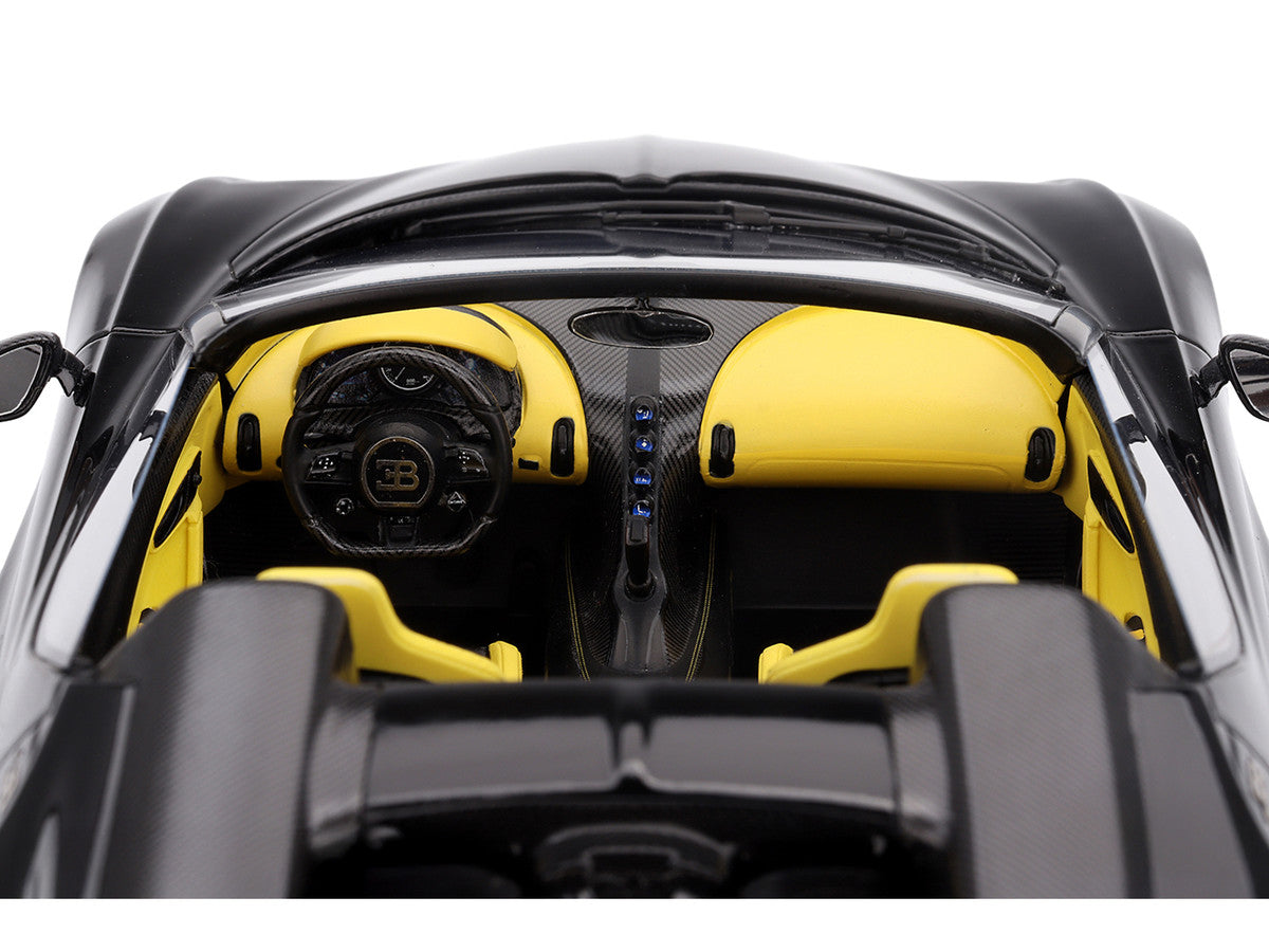 Bugatti W16 Mistral Black with Yellow Interior 1/18 Model Car by Top Speed LuxuryLifeWay Online Store
