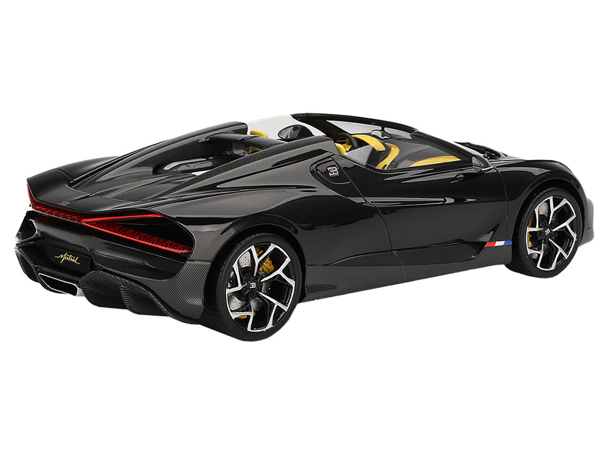Bugatti W16 Mistral Black with Yellow Interior 1/18 Model Car by Top Speed LuxuryLifeWay Online Store