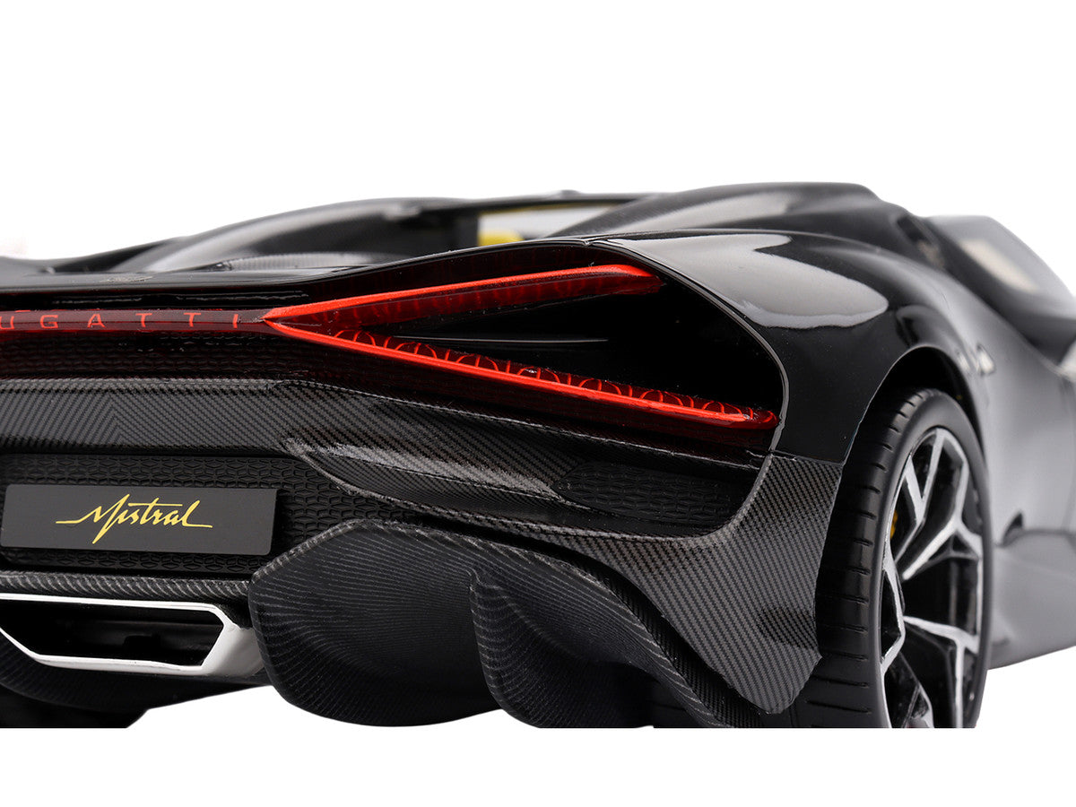 Bugatti W16 Mistral Black with Yellow Interior 1/18 Model Car by Top Speed LuxuryLifeWay Online Store