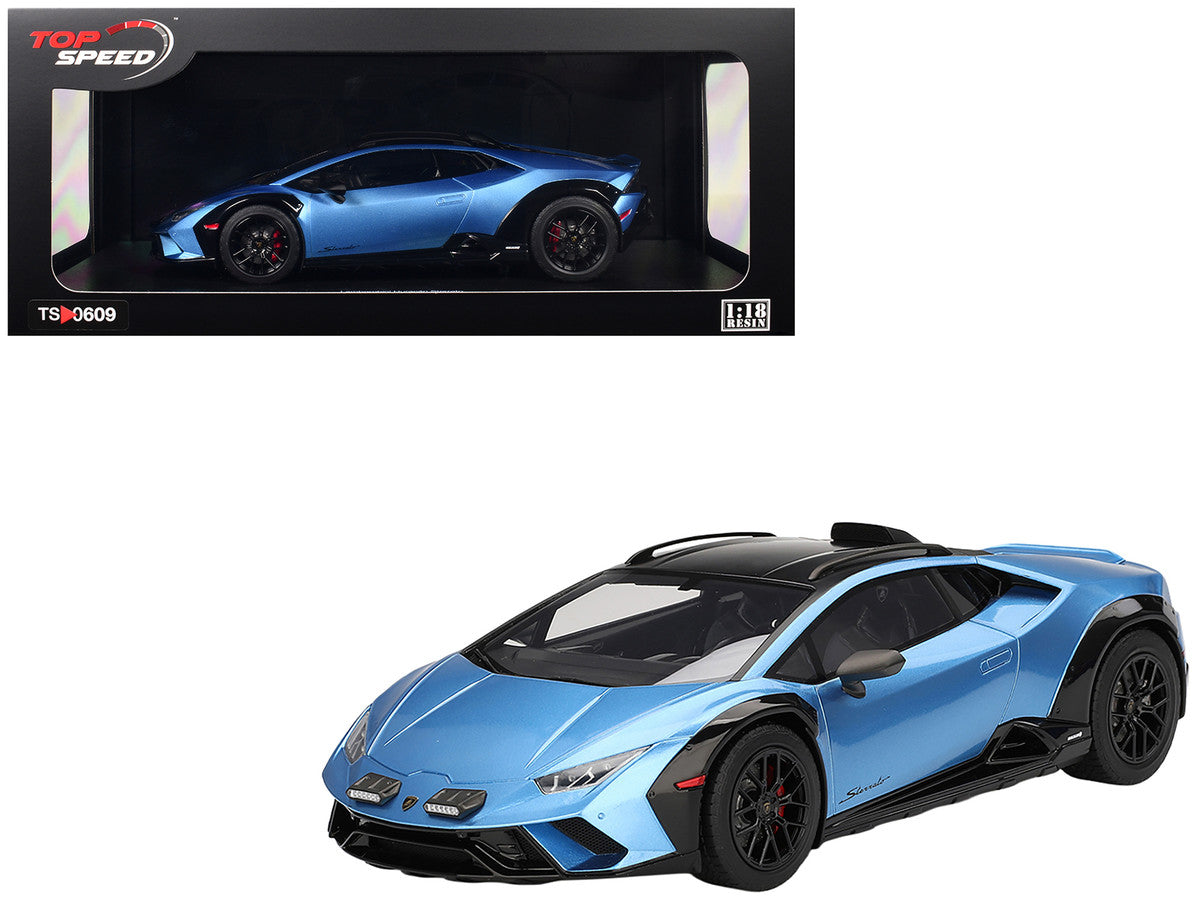Lamborghini Huracan Sterrato Blu Aegir Blue Metallic with Matt Black Top 1/18 Model Car by Top Speed LuxuryLifeWay Online Store