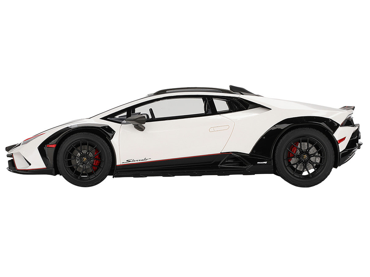 Lamborghini Huracan Sterrato Bianco Asopo White with Matt Black Top and Red Stripes 1/18 Model Car by Top Speed LuxuryLifeWay Online Store