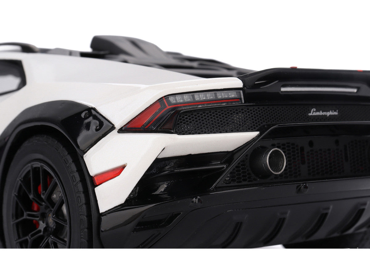 Lamborghini Huracan Sterrato Bianco Asopo White with Matt Black Top and Red Stripes 1/18 Model Car by Top Speed LuxuryLifeWay Online Store