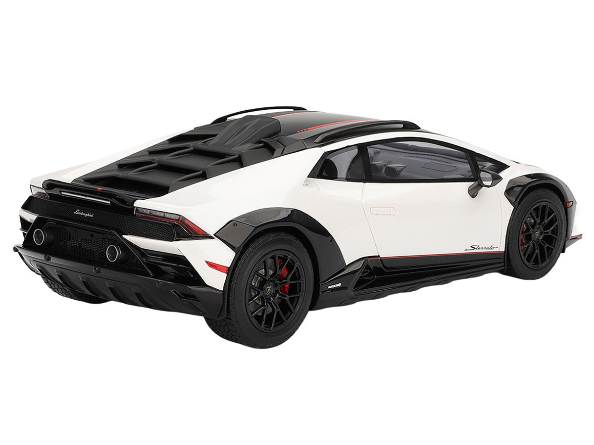 Lamborghini Huracan Sterrato Bianco Asopo White with Matt Black Top and Red Stripes 1/18 Model Car by Top Speed LuxuryLifeWay Online Store
