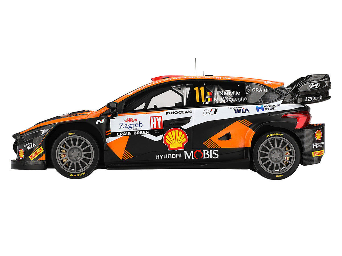 Hyundai i20 N Rally1 Hybrid #11 Thierry Neuville - Martijn Wydaeghe "Hyundai Shell Mobis WRT"  Winner "Rally Croatia Power Stage" (2023) 1/18 Model Car by Top Speed LuxuryLifeWay Online Store