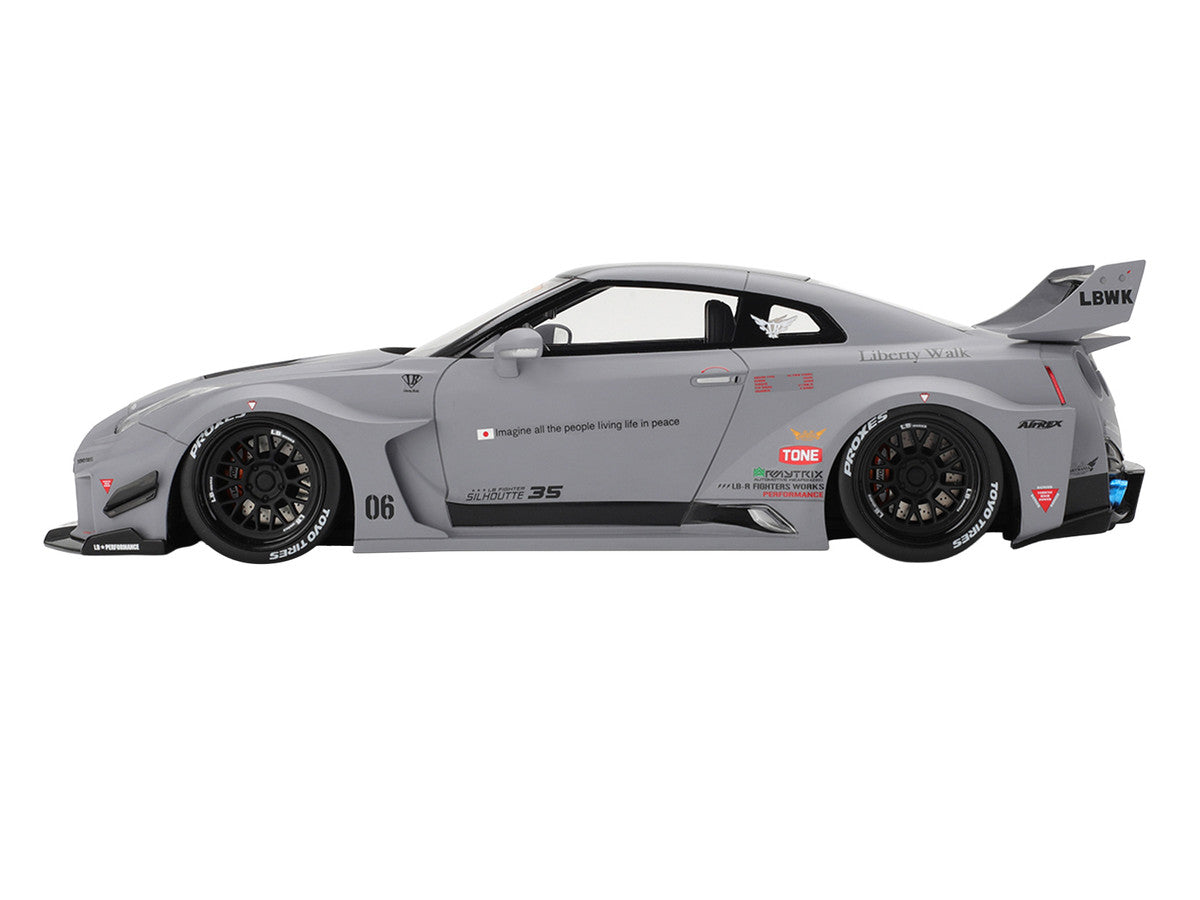 Nissan LB-Silhouette WORKS GT 35GT-RR Ver.1 RHD (Right Hand Drive) Matt Gray with Black Top 1/18 Model Car by Top Speed LuxuryLifeWay Online Store