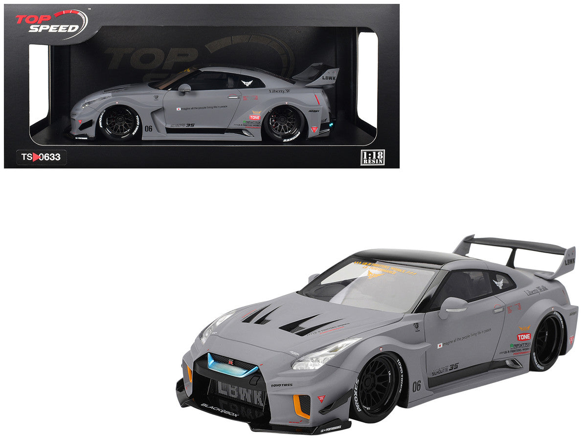 Nissan LB-Silhouette WORKS GT 35GT-RR Ver.1 RHD (Right Hand Drive) Matt Gray with Black Top 1/18 Model Car by Top Speed LuxuryLifeWay Online Store