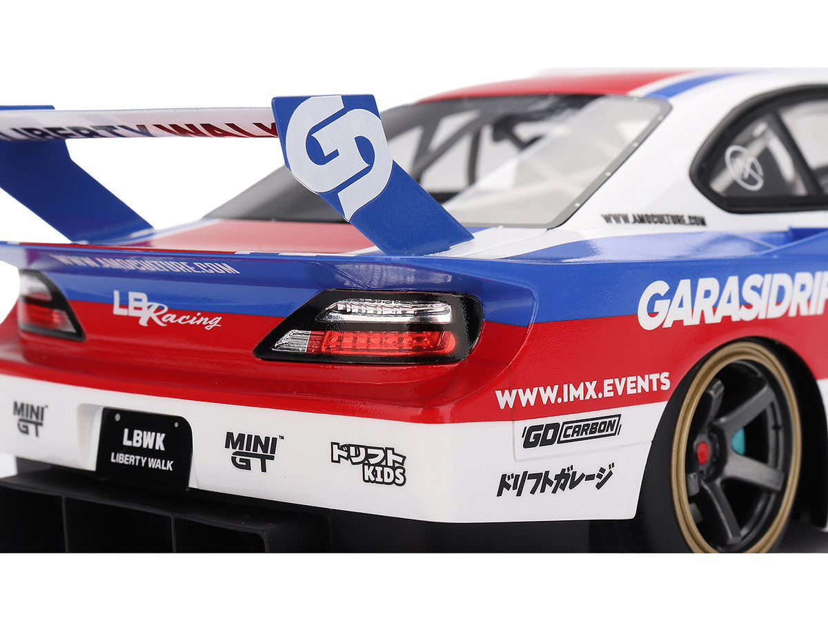 Nissan "LB-Super Silhouette" S15 SILVIA RHD (Right Hand Drive) #12 "GARASIDRIFT" White with Red and Blue Graphics 1/18 Model Car by Top Speed LuxuryLifeWay Online Store