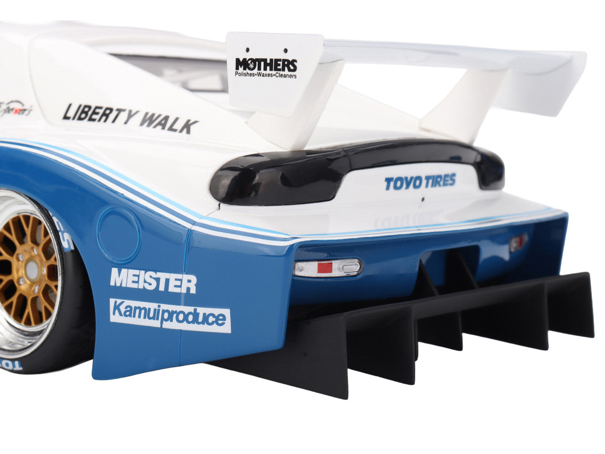 Mazda RX-7 LB-Super Silhouette RHD (Right Hand Drive) #1 Jeremy Barnes - Pete Halsmer "IMSA" White and Blue 1/18 Model Car by Top Speed LuxuryLifeWay Online Store