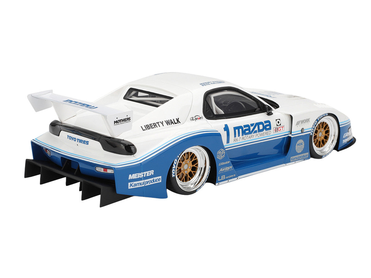Mazda RX-7 LB-Super Silhouette RHD (Right Hand Drive) #1 Jeremy Barnes - Pete Halsmer "IMSA" White and Blue 1/18 Model Car by Top Speed LuxuryLifeWay Online Store