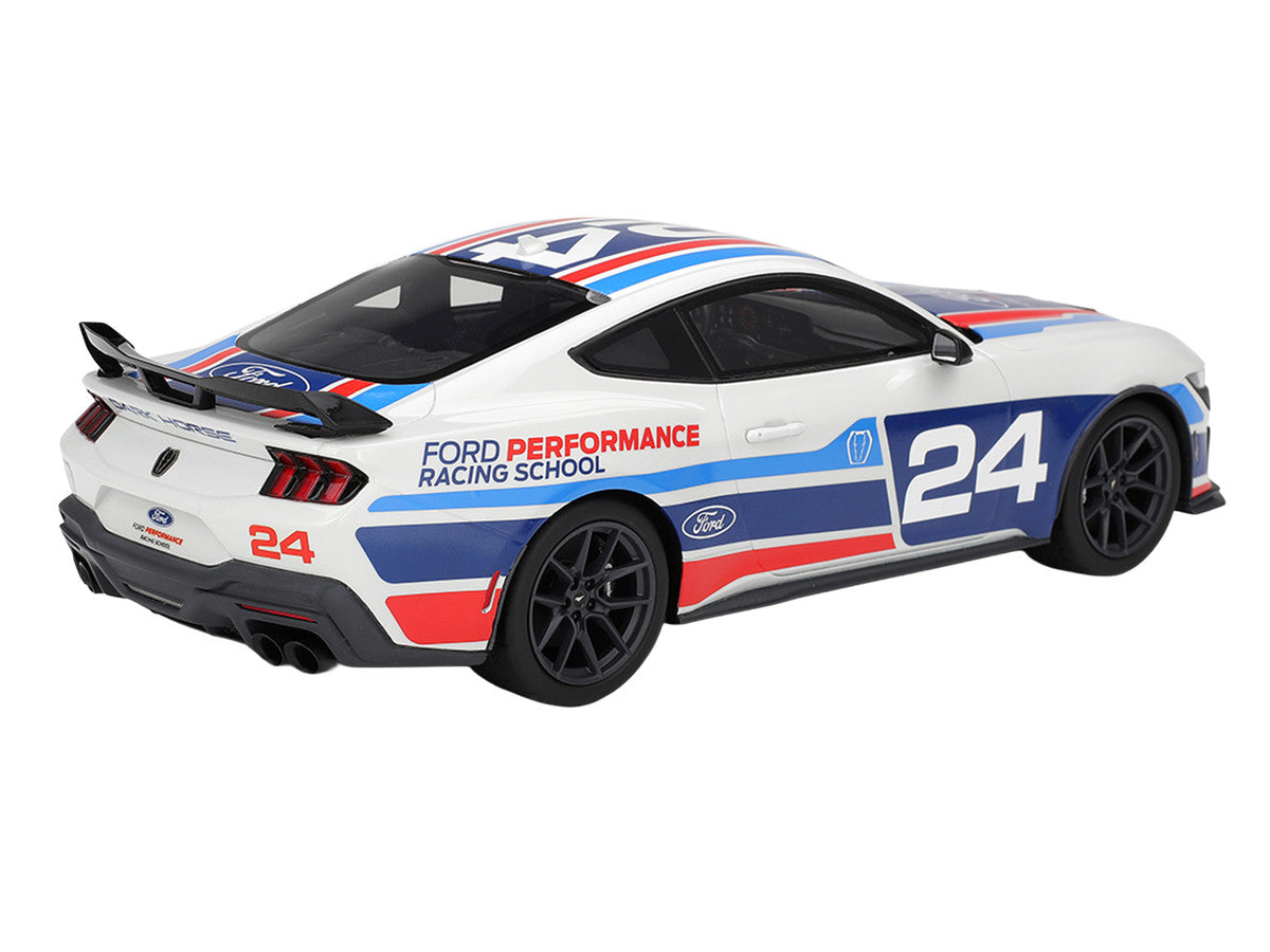 Ford Mustang Dark Horse #24 "Ford Performance Racing School" White with Graphics 1/18 Model Car by Top Speed LuxuryLifeWay Online Store