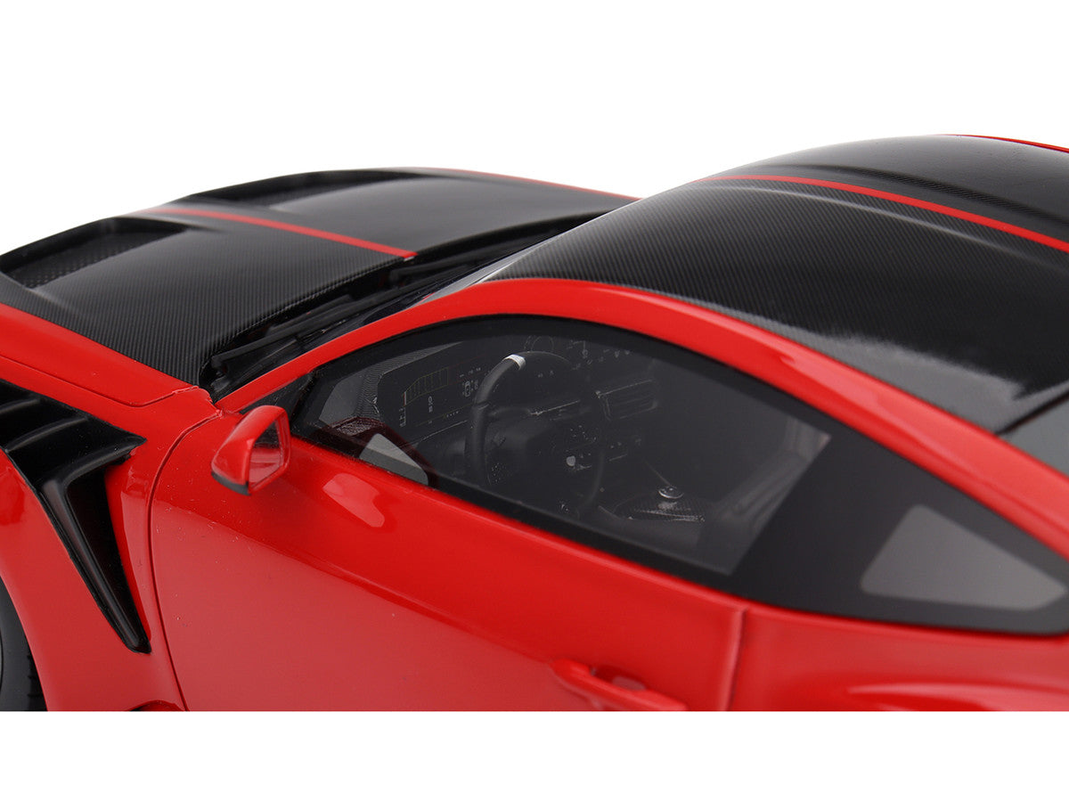 Ford Mustang GTD Race Red and Carbon Fiber with Red Stripe 1/18 Model Car by Top Speed LuxuryLifeWay Online Store