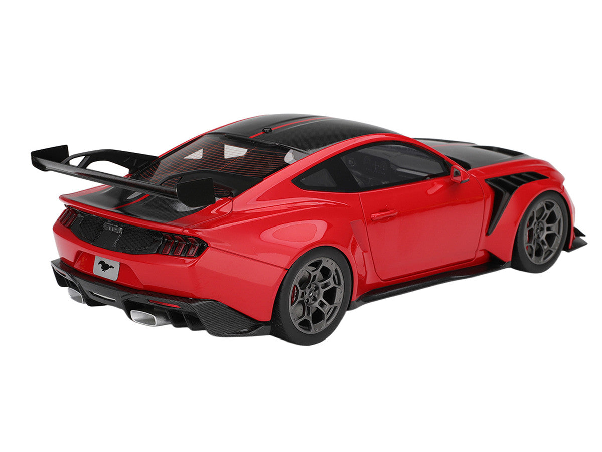 Ford Mustang GTD Race Red and Carbon Fiber with Red Stripe 1/18 Model Car by Top Speed LuxuryLifeWay Online Store