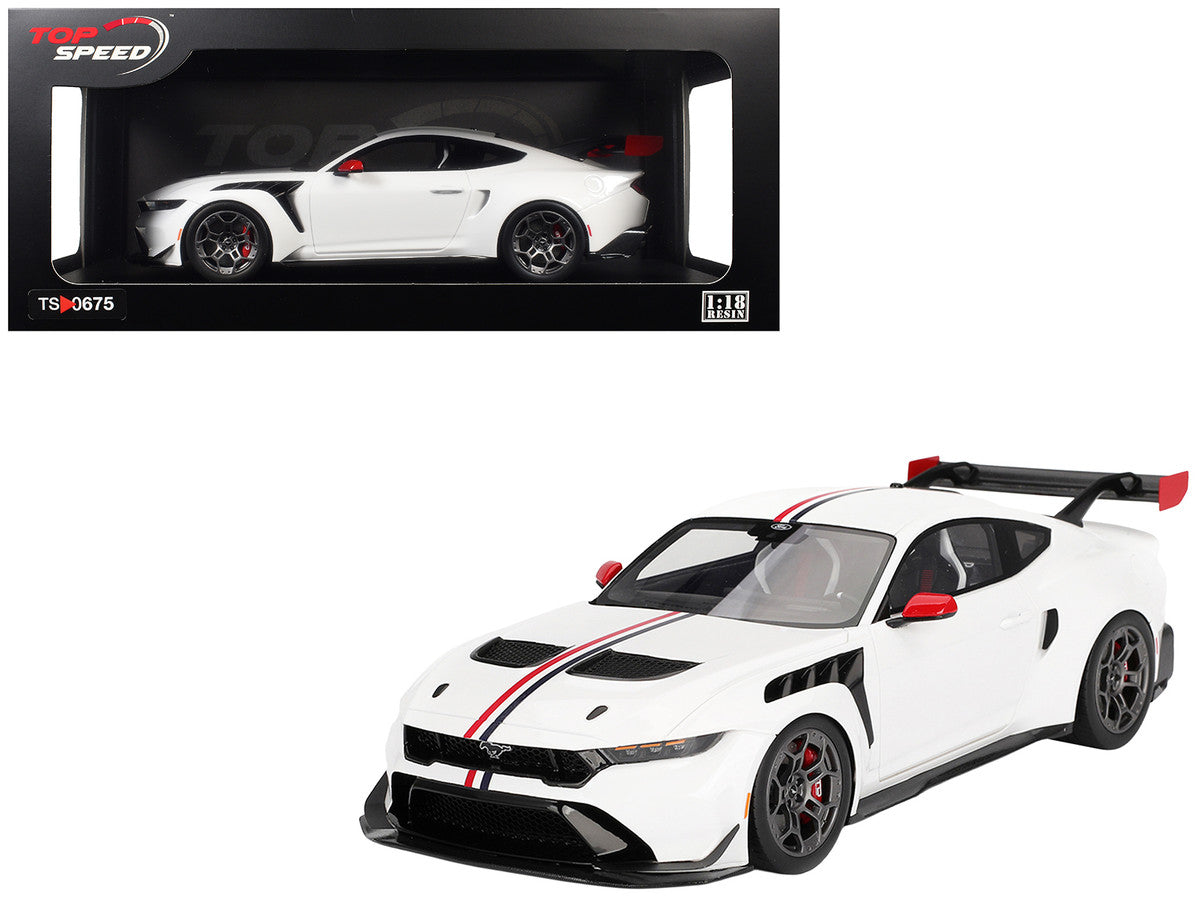 Ford Mustang GTD "Spirit of America" White with Red and Blue Stripes 1/18 Model Car by Top Speed LuxuryLifeWay Online Store