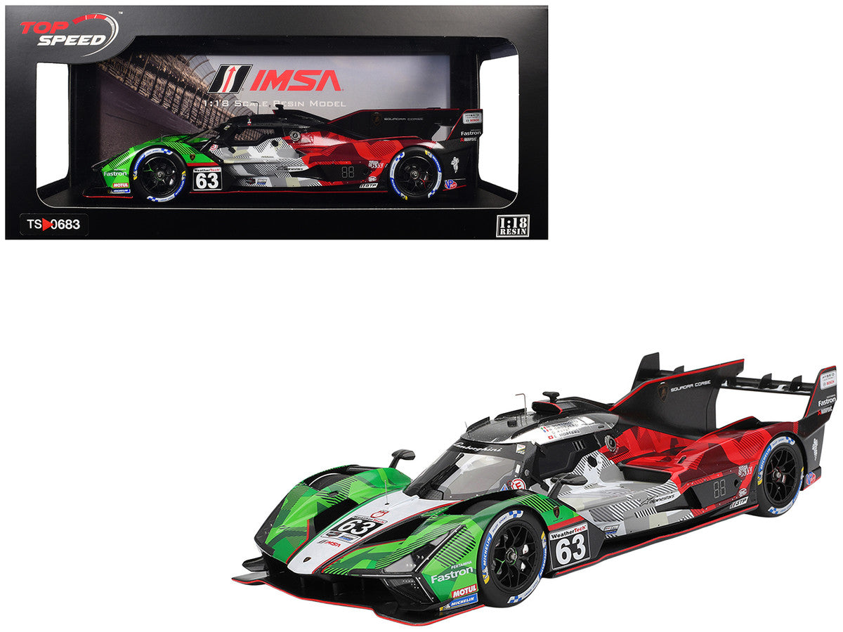 Lamborghini SC63 #63 Mirko Bortolotti - Romain Grosjean - Daniil Kvyat - Edoardo Mortara "Automobili Lamborghini Squadra Corse" IMSA "24 Hours of Daytona" (2025) 1/18 Model Car by Top Speed LuxuryLifeWay Online Store