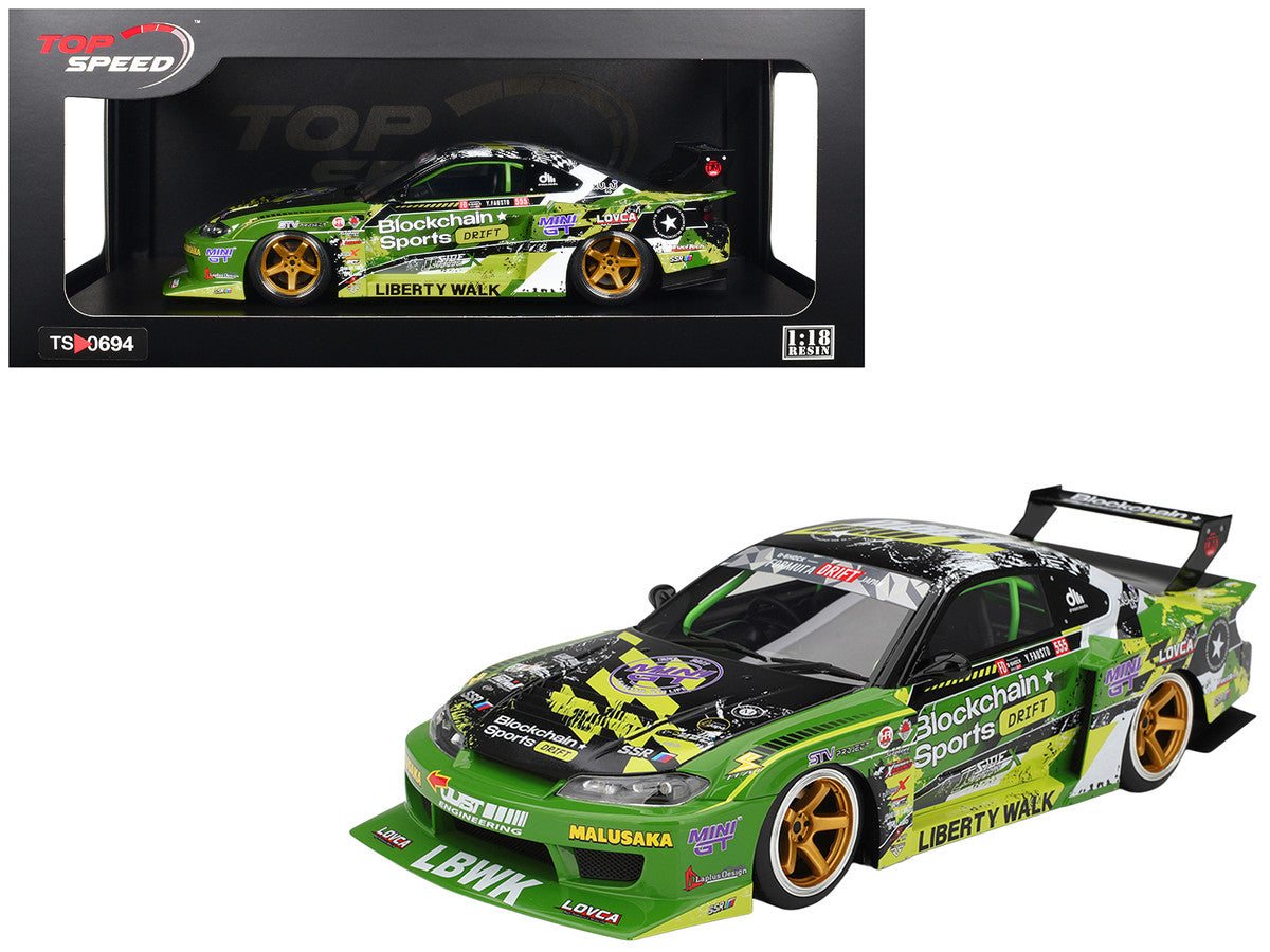 Nissan LB-Super Silhouette S15 SILVIA RHD (Right Hand Drive) #555 V2 Yukio Fausto "Formula Drift Japan" (2024) 1/18 Model Car by Top Speed LuxuryLifeWay Online Store