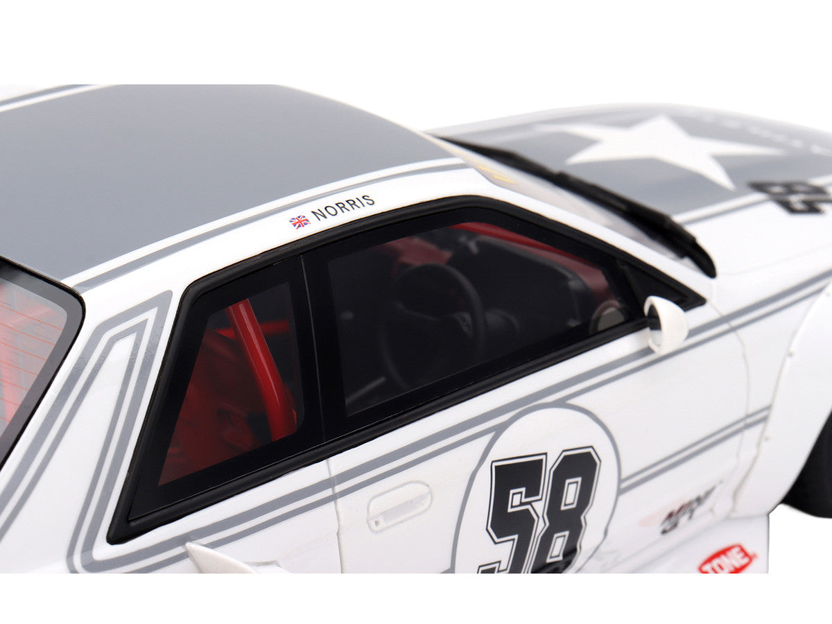 Nissan Skyline GT-R (R32) RHD (Right Hand Drive) #58 "LBWK - Kaido Works" White with Gray Stripes and Graphics "Tokyo Auto Salon (TAS) 2025" 1/18 Model Car by Top Speed LuxuryLifeWay Online Store