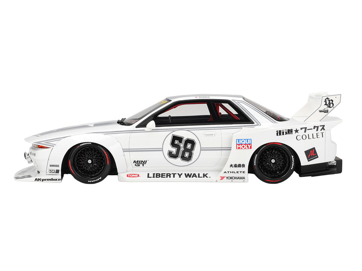 Nissan Skyline GT-R (R32) RHD (Right Hand Drive) #58 "LBWK - Kaido Works" White with Gray Stripes and Graphics "Tokyo Auto Salon (TAS) 2025" 1/18 Model Car by Top Speed LuxuryLifeWay Online Store