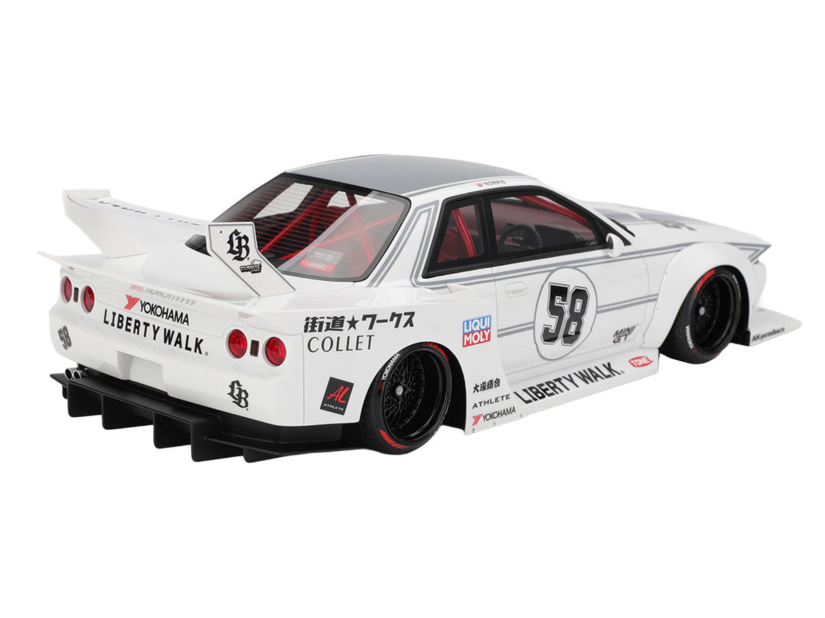 Nissan Skyline GT-R (R32) RHD (Right Hand Drive) #58 "LBWK - Kaido Works" White with Gray Stripes and Graphics "Tokyo Auto Salon (TAS) 2025" 1/18 Model Car by Top Speed LuxuryLifeWay Online Store