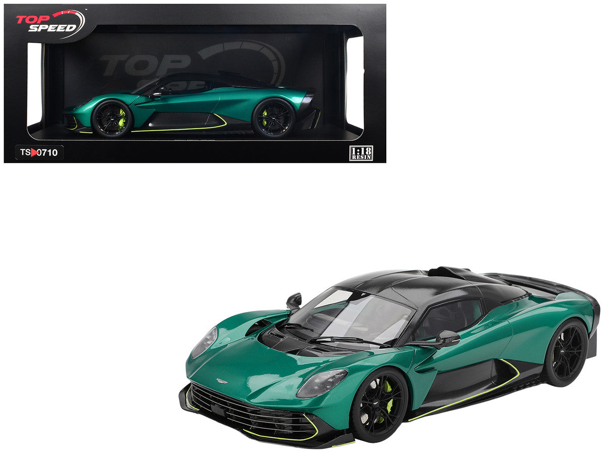 Aston Martin Valhalla Podium Green Metallic with Carbon Top 1/18 Model Car by Top Speed LuxuryLifeWay Online Store