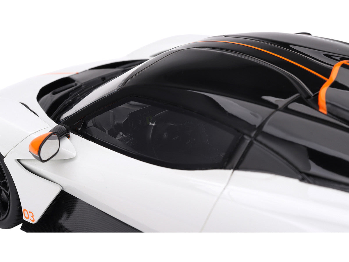 Aston Martin Valhalla Lunar White with Black Top and Orange Accents 1/18 Model Car by Top Speed LuxuryLifeWay Online Store