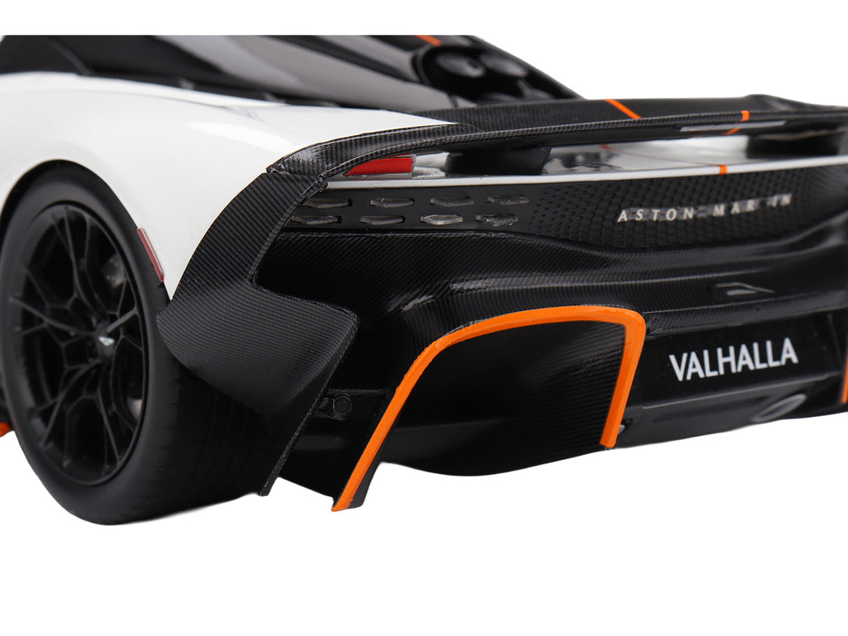 Aston Martin Valhalla Lunar White with Black Top and Orange Accents 1/18 Model Car by Top Speed LuxuryLifeWay Online Store