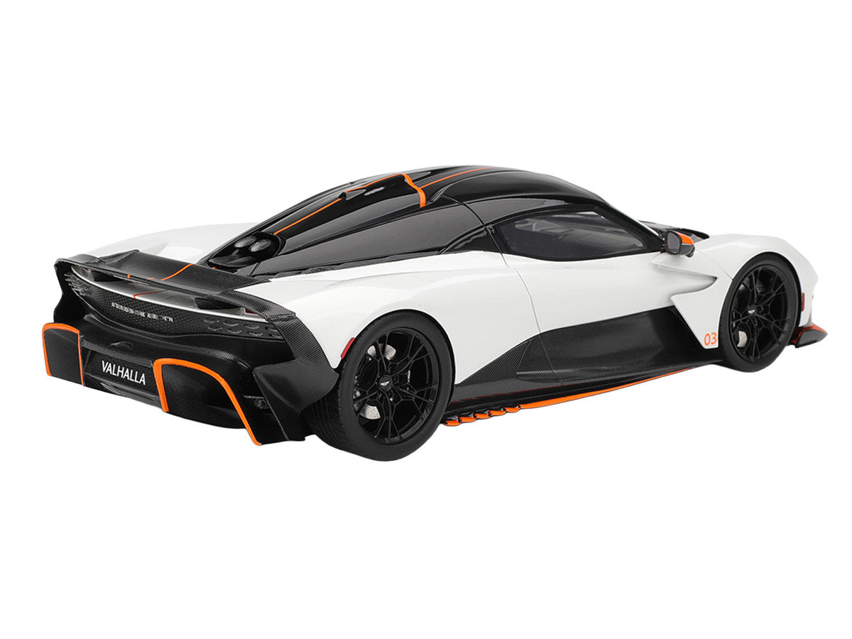 Aston Martin Valhalla Lunar White with Black Top and Orange Accents 1/18 Model Car by Top Speed LuxuryLifeWay Online Store