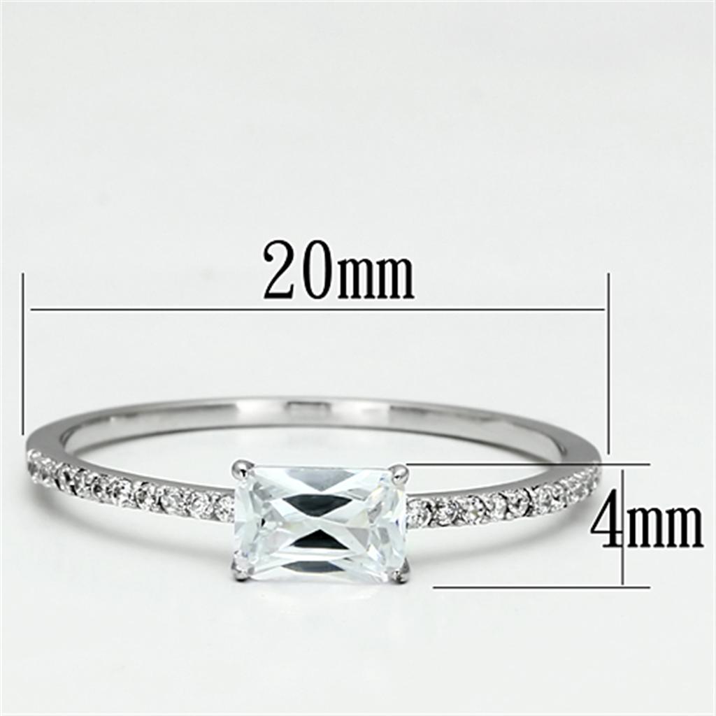 TS082 - Rhodium 925 Sterling Silver Ring with AAA Grade CZ  in Clear LuxuryLifeWay Online Store