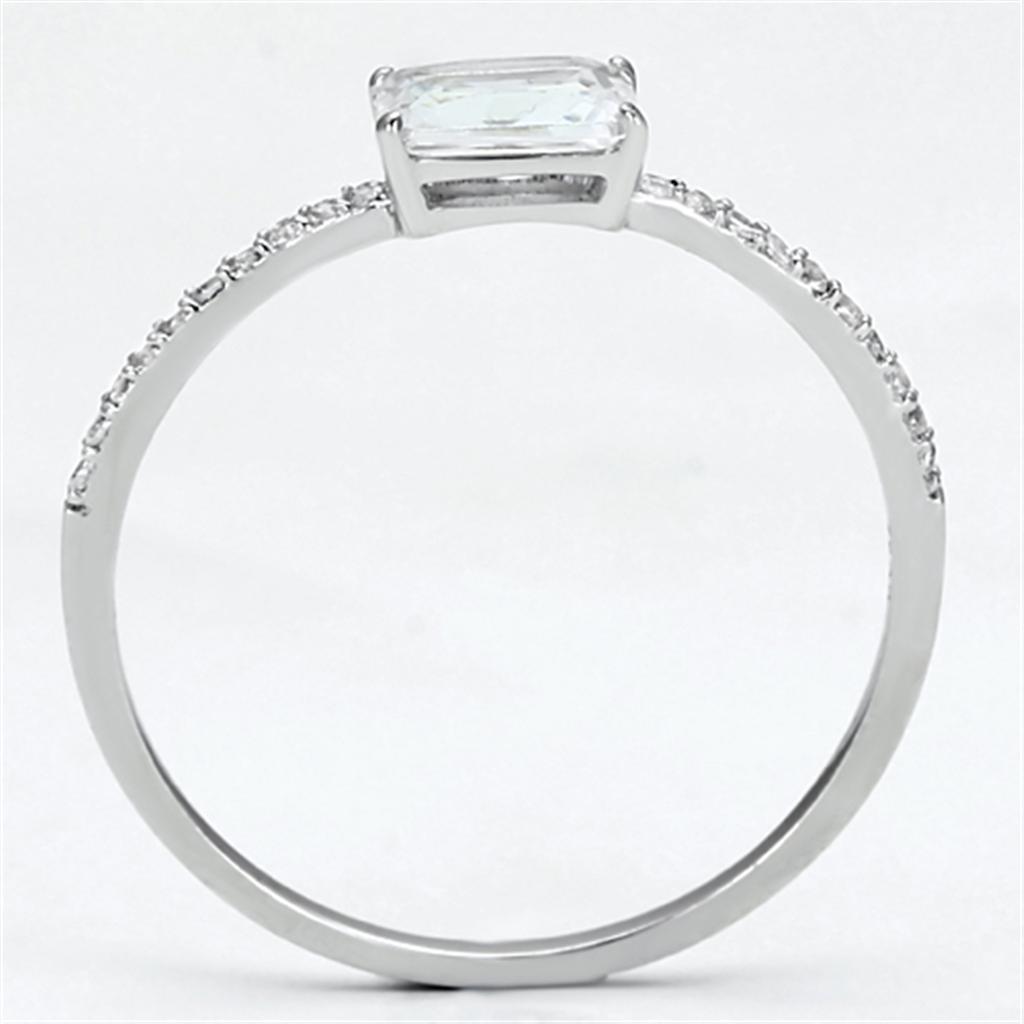 TS082 - Rhodium 925 Sterling Silver Ring with AAA Grade CZ  in Clear LuxuryLifeWay Online Store