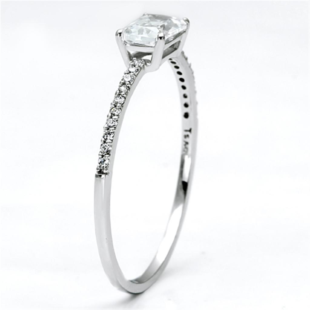 TS082 - Rhodium 925 Sterling Silver Ring with AAA Grade CZ  in Clear LuxuryLifeWay Online Store