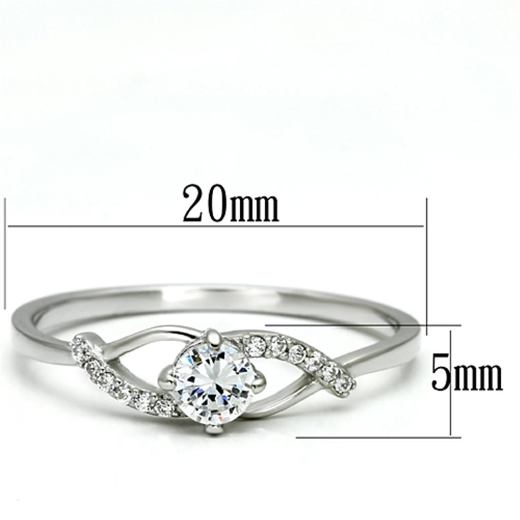 TS085 - Rhodium 925 Sterling Silver Ring with AAA Grade CZ  in Clear LuxuryLifeWay Online Store