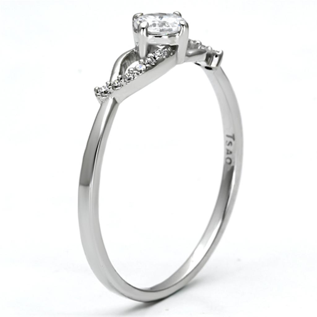 TS085 - Rhodium 925 Sterling Silver Ring with AAA Grade CZ  in Clear LuxuryLifeWay Online Store