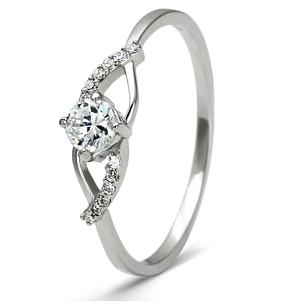 TS085 - Rhodium 925 Sterling Silver Ring with AAA Grade CZ  in Clear LuxuryLifeWay Online Store