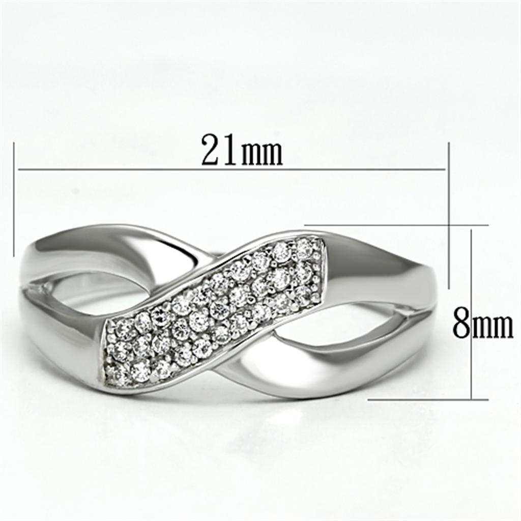 TS090 - Rhodium 925 Sterling Silver Ring with AAA Grade CZ  in Clear LuxuryLifeWay Online Store