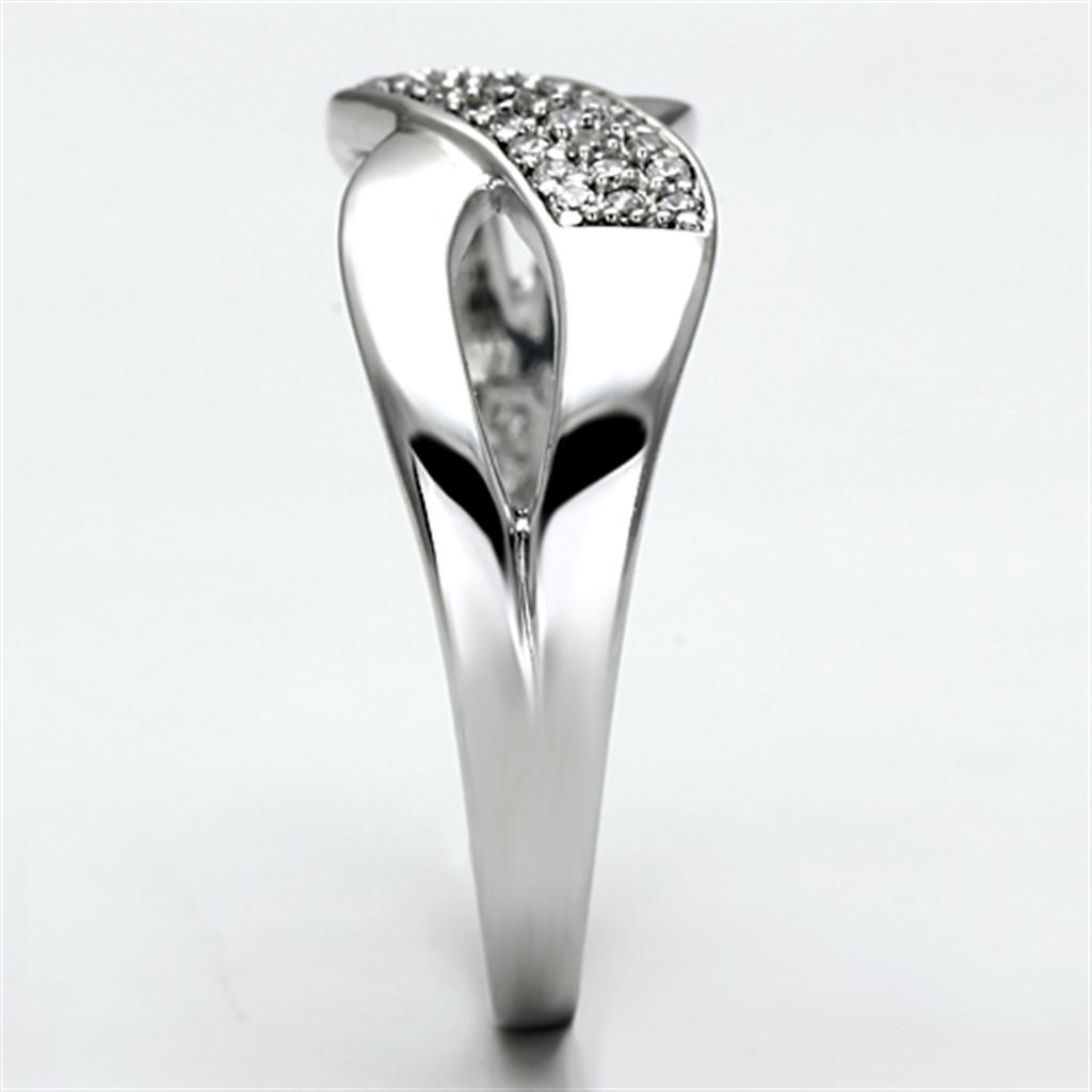 TS090 - Rhodium 925 Sterling Silver Ring with AAA Grade CZ  in Clear LuxuryLifeWay Online Store