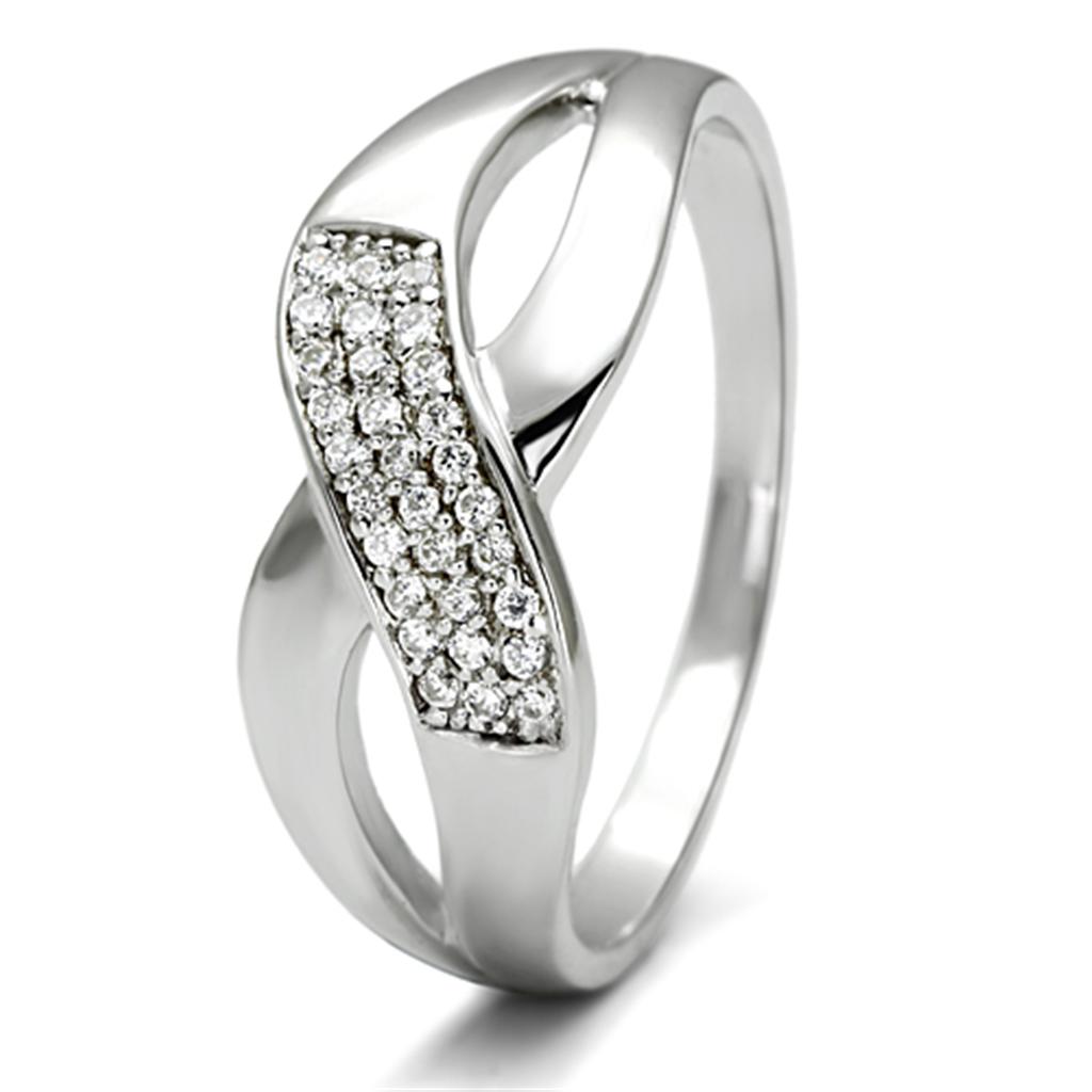 TS090 - Rhodium 925 Sterling Silver Ring with AAA Grade CZ  in Clear LuxuryLifeWay Online Store