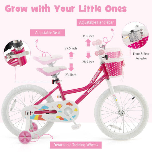 Kids Bicycle 18 Inch Toddler and Kids Bike with Training Wheels for 6-8 Year Old Kids-Pink LuxuryLifeWay Online Store